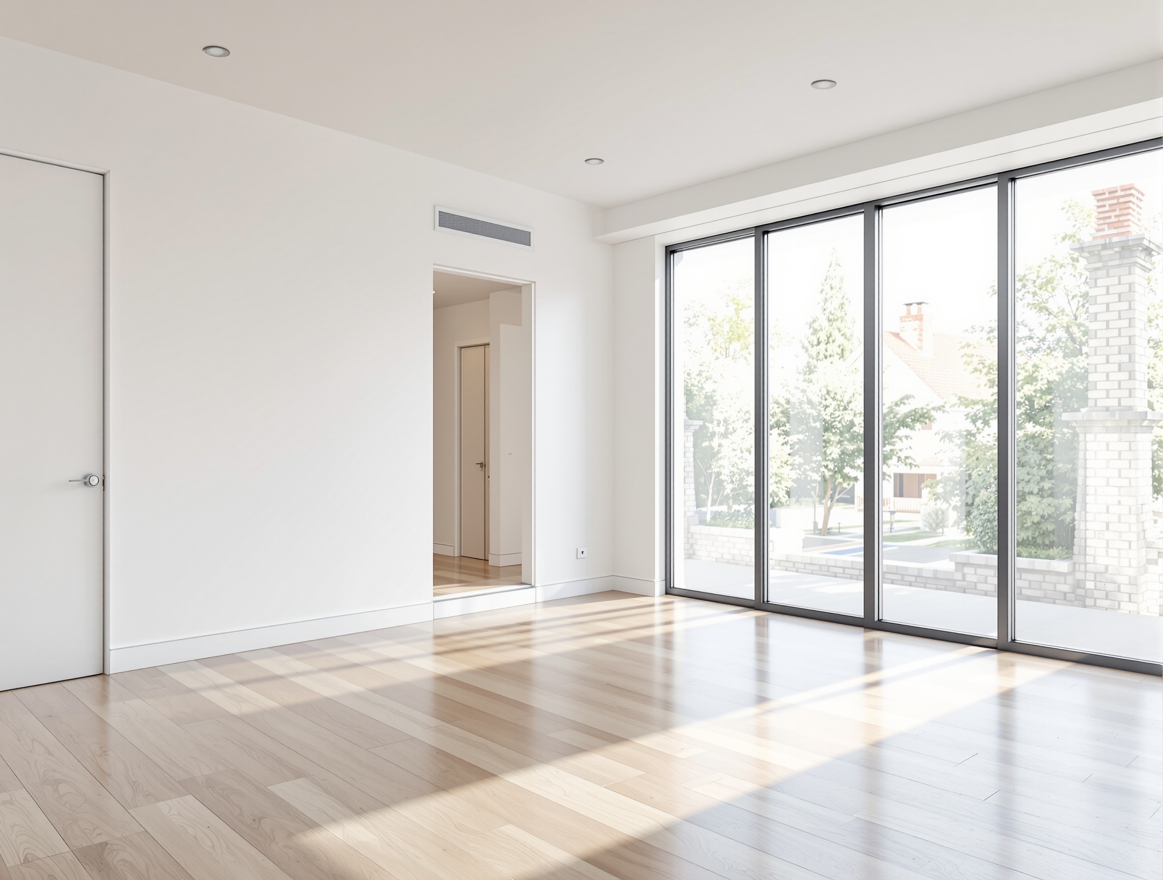 Leerer Raum bereit für KI Homestaging - Virtuelles Homestaging mit KI-Technologie