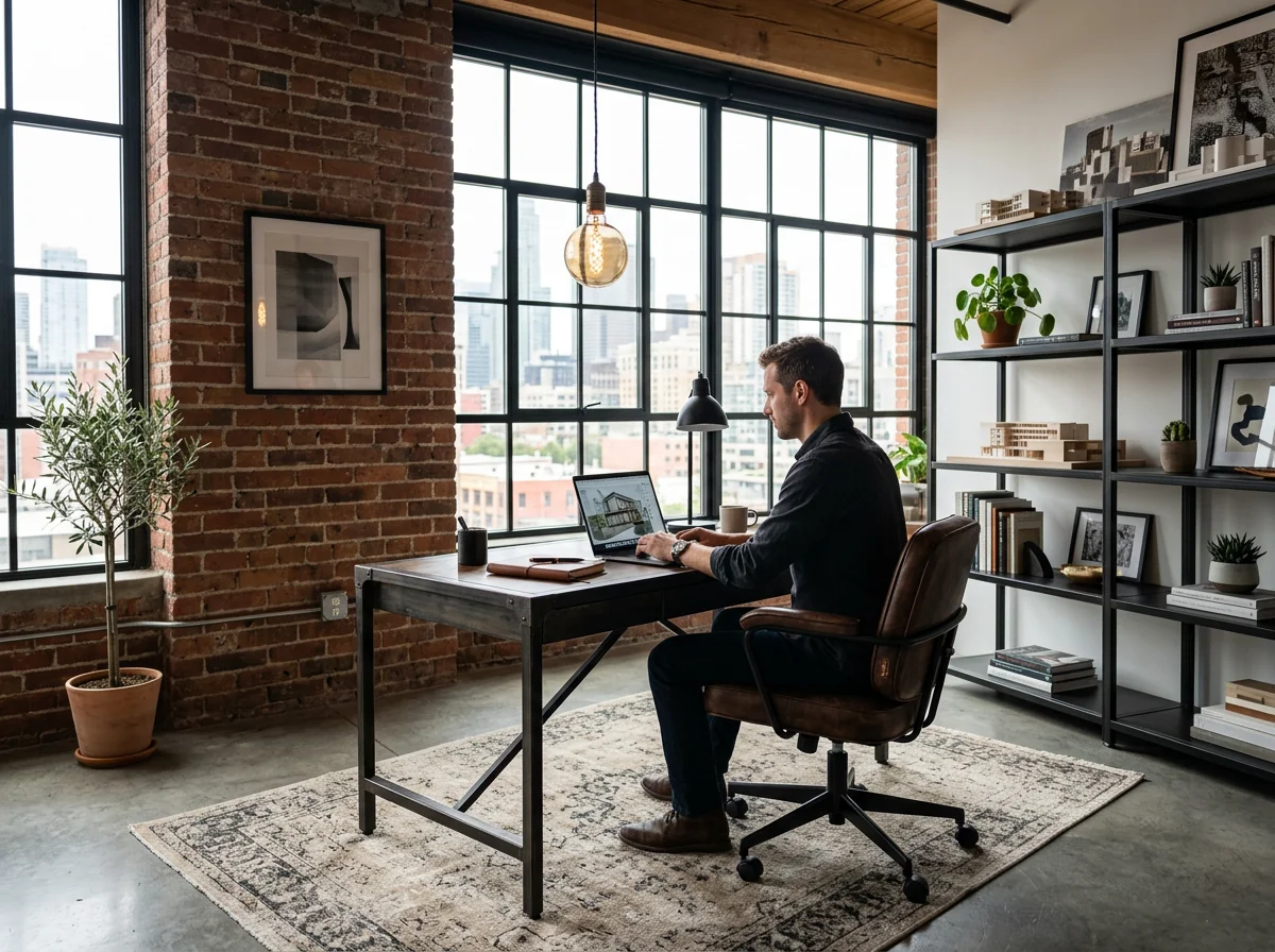 KI-gestaltetes Industrial-Büro