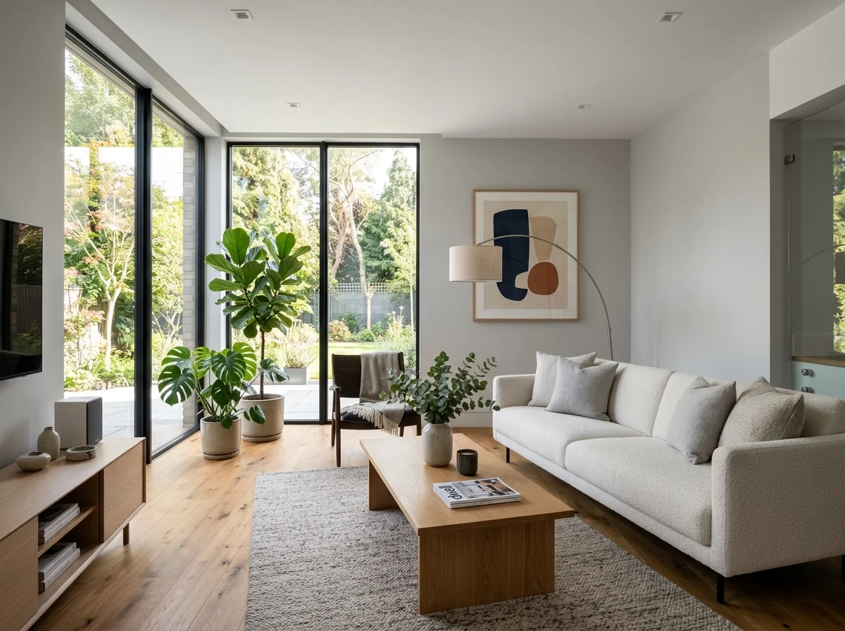KI-gestaltetes modernes Wohnzimmer